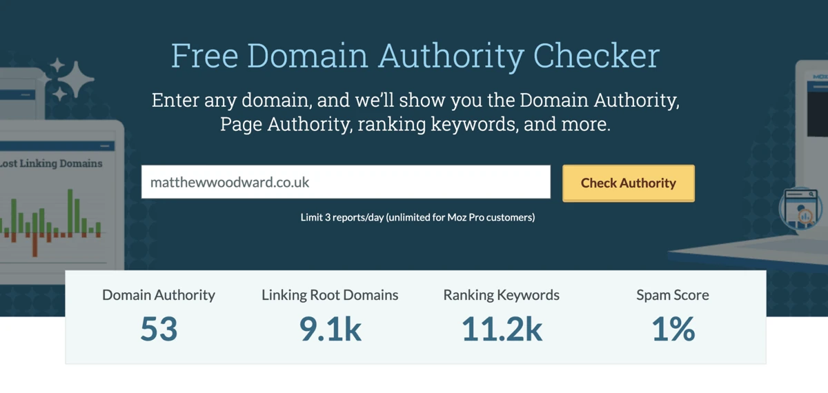 Công cụ check Domain Authority miễn phí của Moz