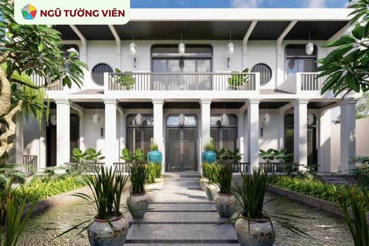 Cảnh quan sân vườn đẹp Indochine: Hòa quyện vẻ đẹp Đông - Tây