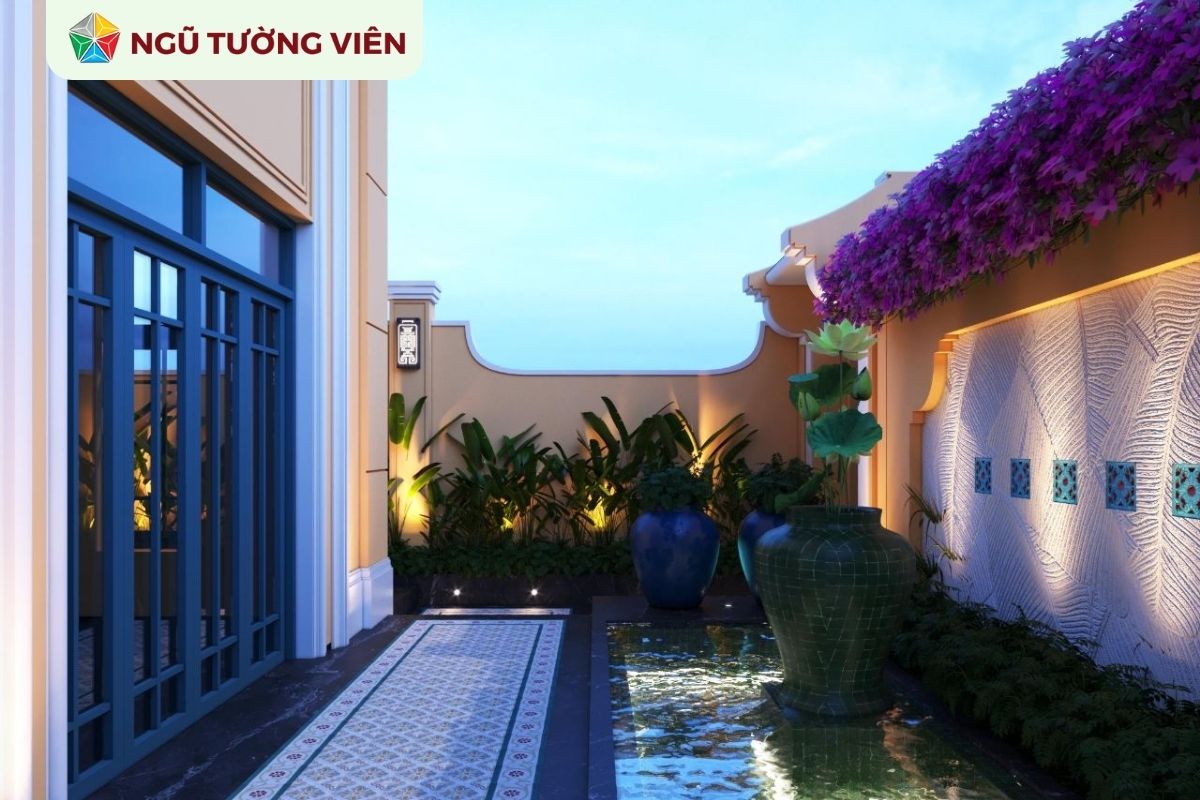 Cảnh quan sân vườn đẹp Indochine: Hòa quyện vẻ đẹp Đông - Tây