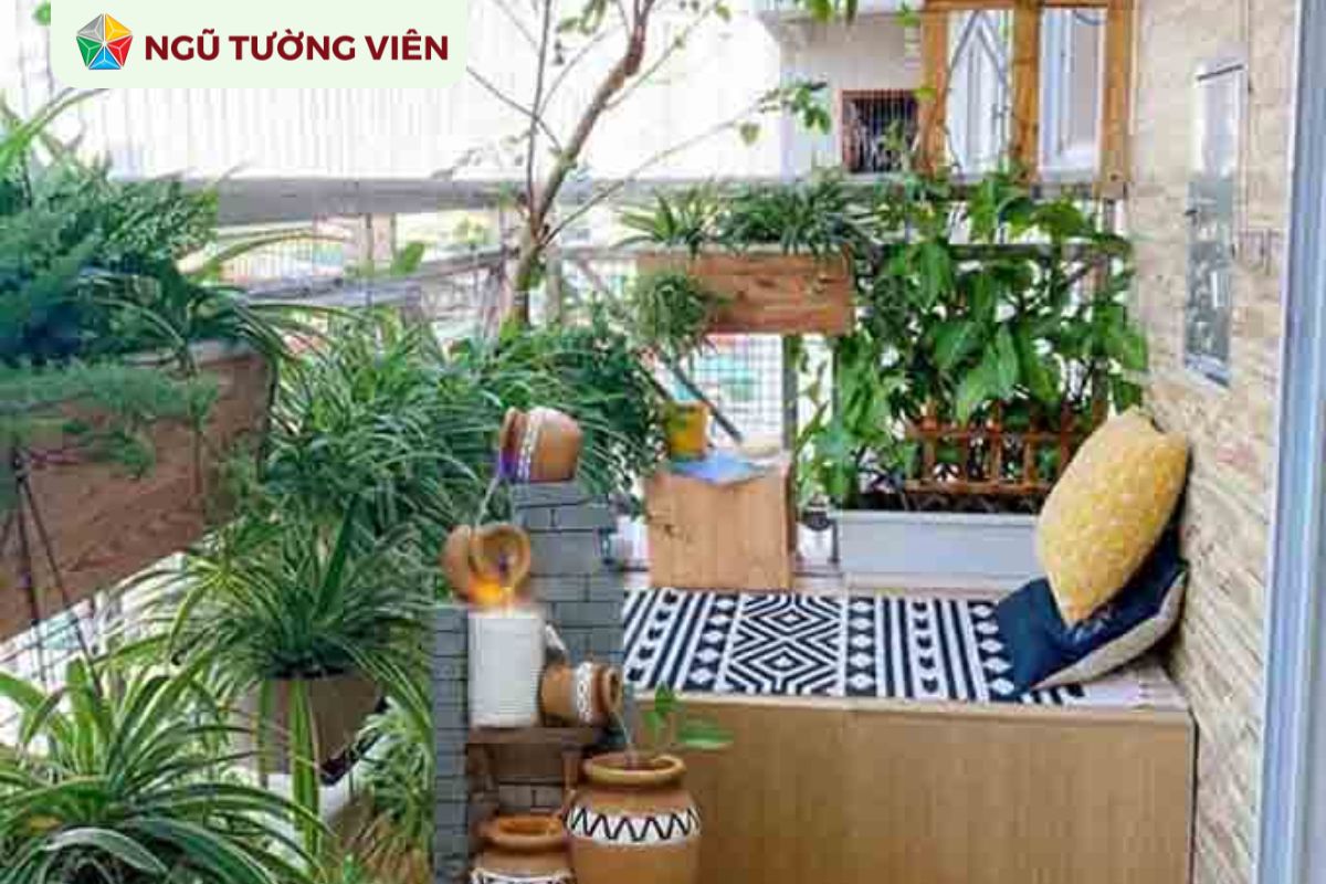 Cảnh quan sân vườn đẹp: Mẫu tiểu cảnh ban công hiện đại