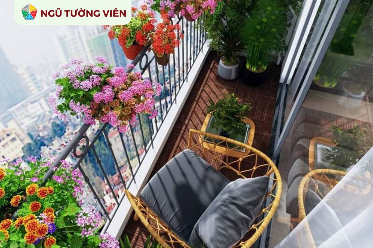 Cảnh quan sân vườn đẹp: Mẫu tiểu cảnh ban công hiện đại