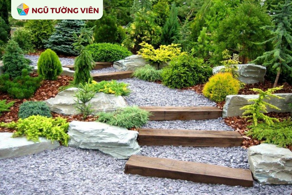 Cảnh quan sân vườn đẹp: Ý tưởng sáng tạo lối đi bằng đá