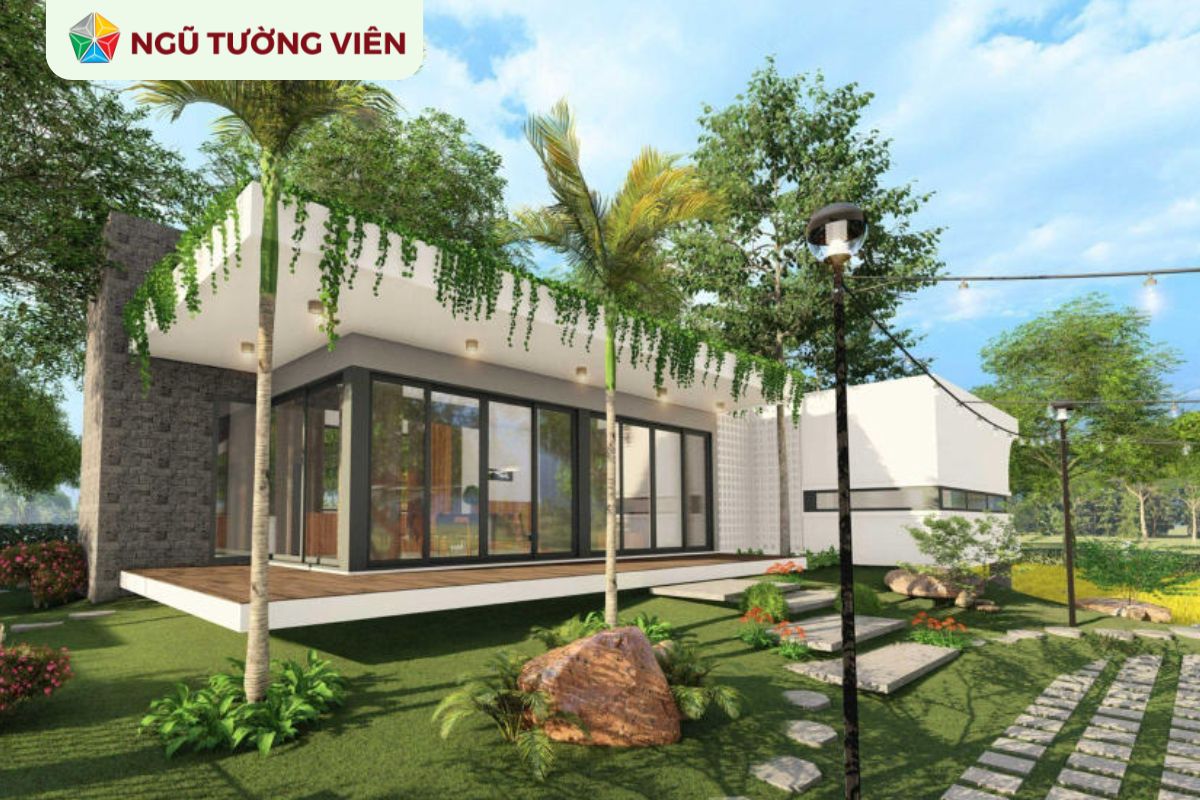 Cảnh quan sân vườn đẹp: Mẫu thiết kế nhà vườn 1 tầng