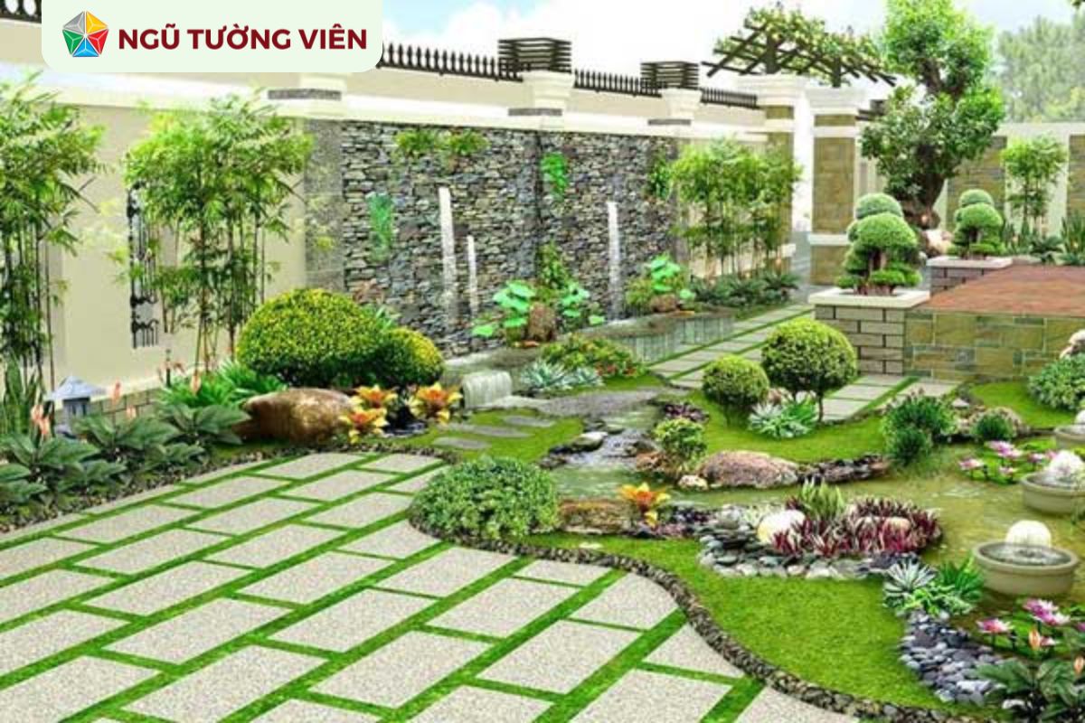 Cảnh quan sân vườn đẹp: Tạo điểm nhấn nghệ thuật với đá