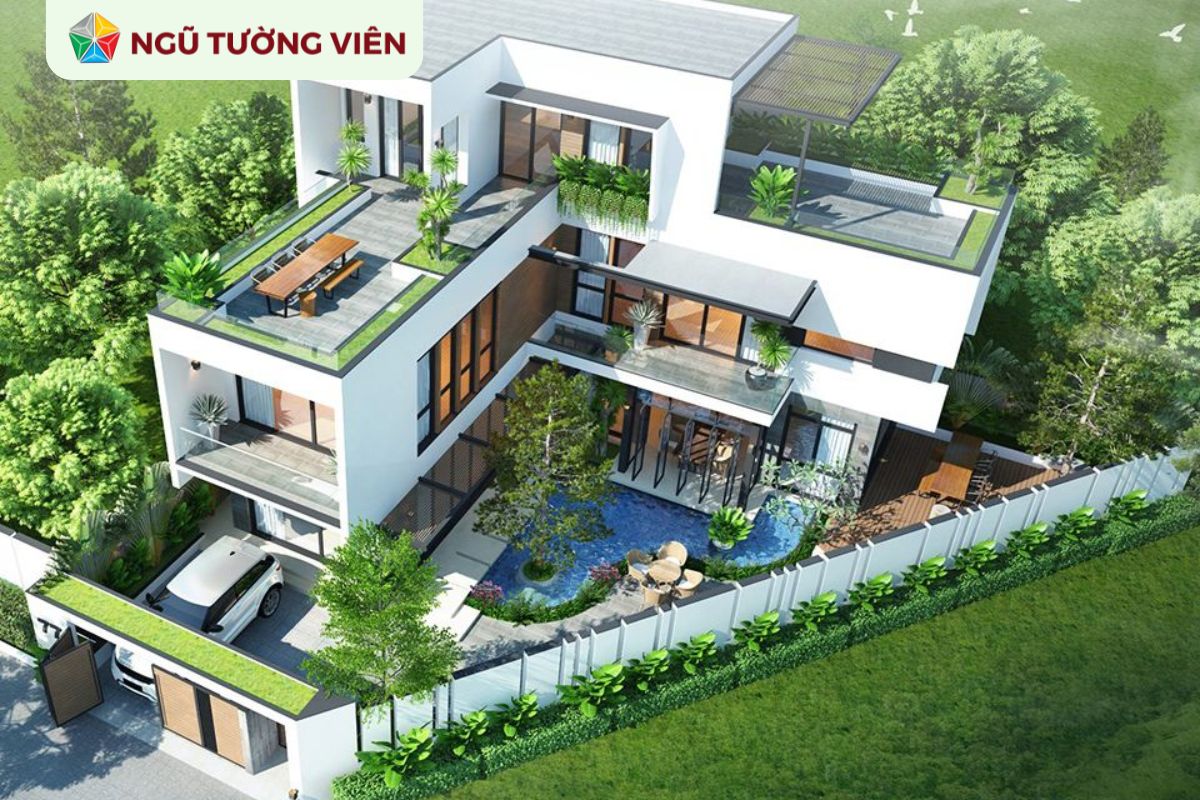 Cảnh quan sân vườn đẹp: Thiết kế nhà vườn 2 tầng đẳng cấp