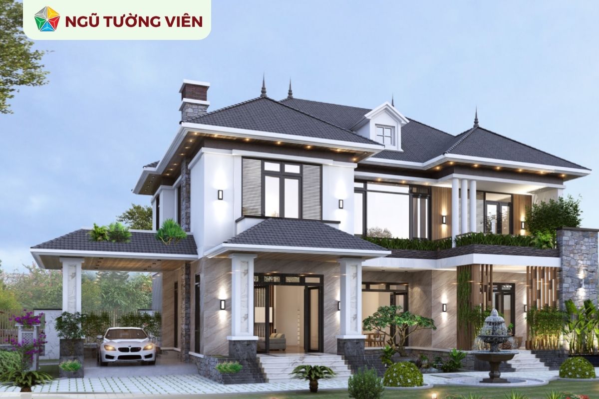 Cảnh quan sân vườn đẹp: Thiết kế nhà vườn 2 tầng đẳng cấp