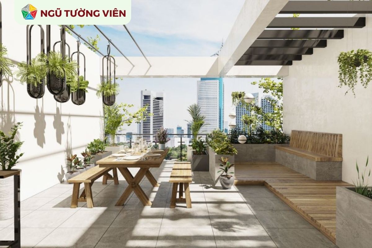 Cảnh quan sân vườn đẹp: Thiết kế không gian sân thượng đẹp