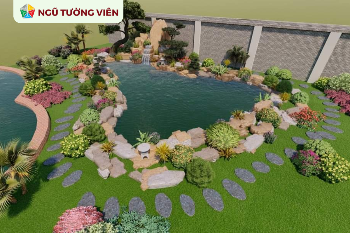 Cảnh quan sân vườn đẹp: Thiết kế thác nước phong thủy Cảnh quan sân vườn đẹp: Thiết kế thác nước phong thủy