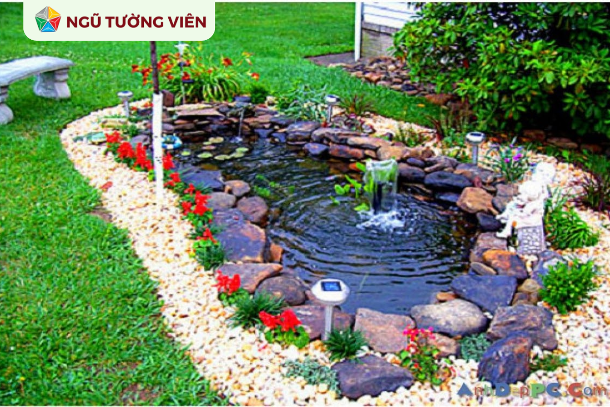Cảnh quan sân vườn đẹp: Thiết kế thác nước phong thủy