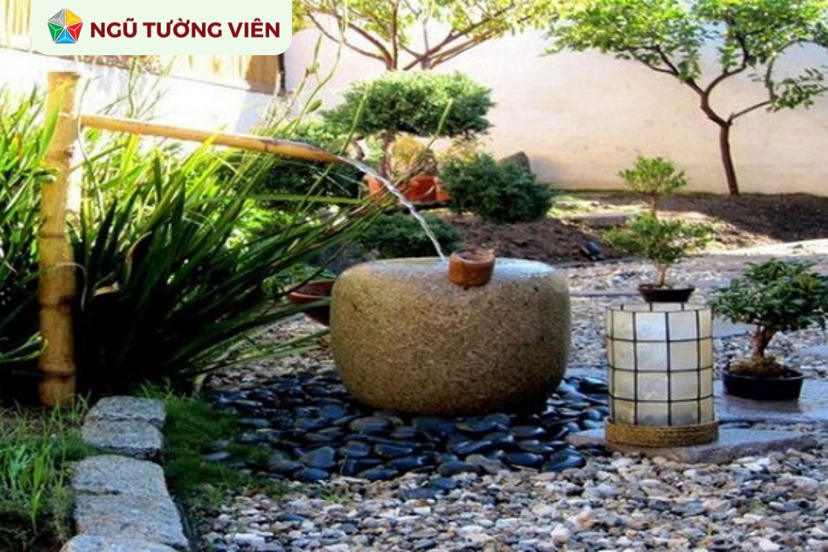 Cảnh quan sân vườn đẹp: Thiết kế tiểu cảnh lu nước giản dị