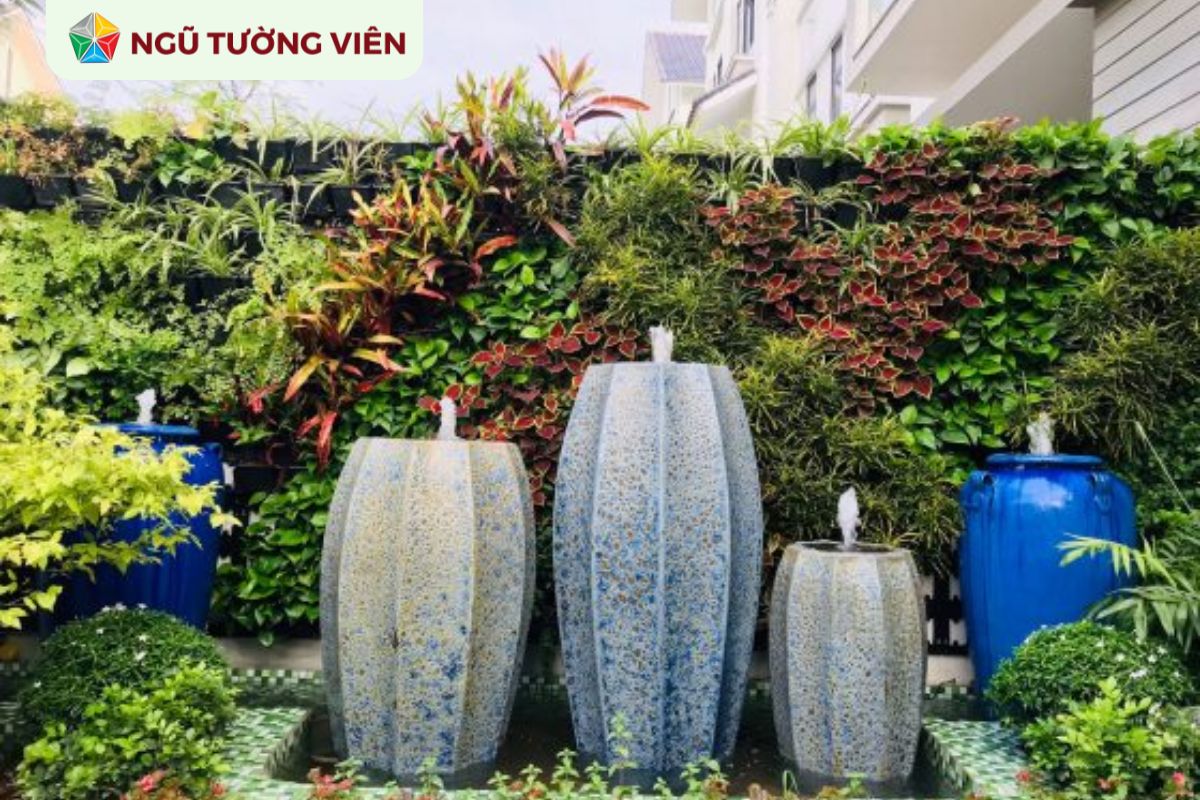 Cảnh quan sân vườn đẹp: Thiết kế tiểu cảnh lu nước giản dị