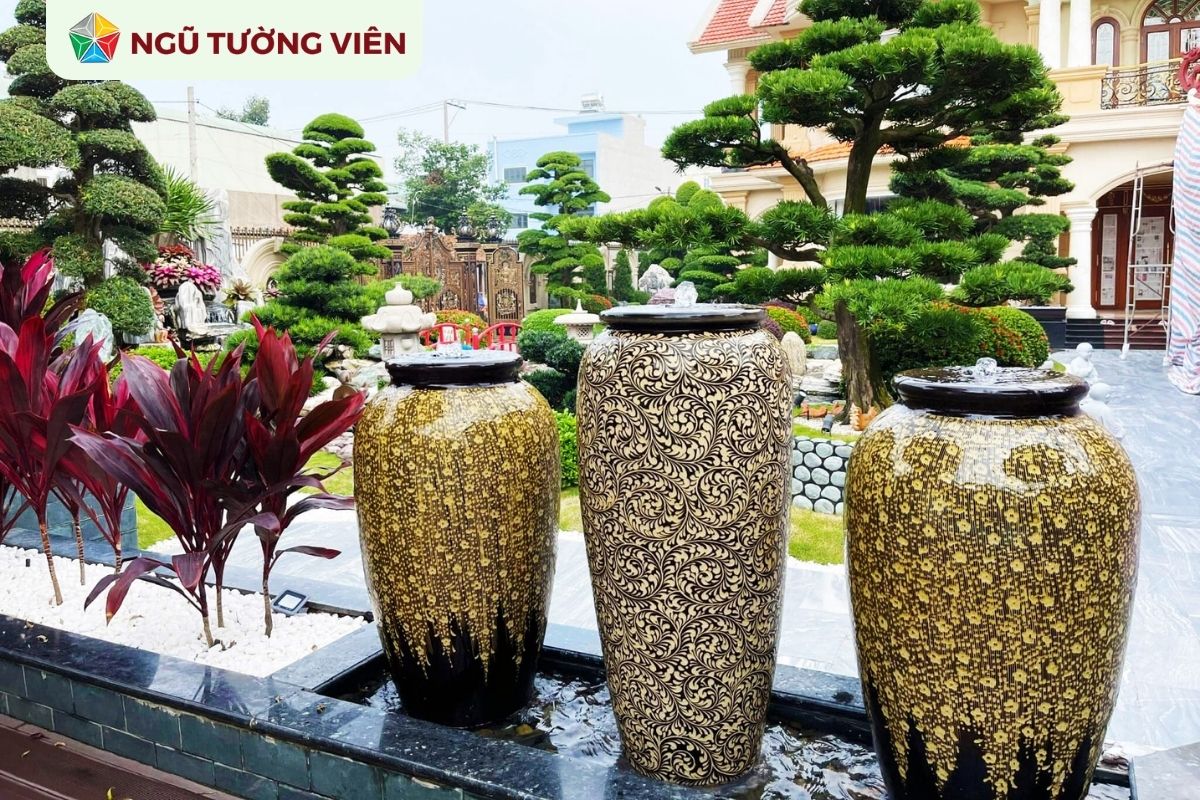 Cảnh quan sân vườn đẹp: Thiết kế tiểu cảnh lu nước giản dị