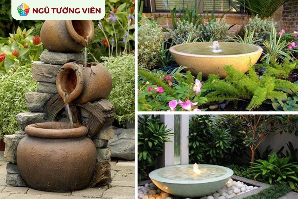 Cảnh quan sân vườn đẹp: Thiết kế tiểu cảnh lu nước giản dị