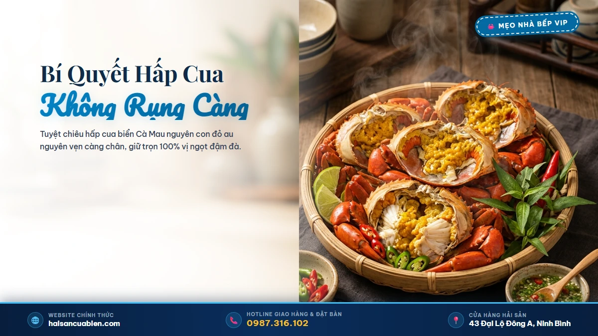 Hấp cua biển không bị rụng càng Hải Sản Cửa Biển