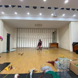 Bước 1. Hàn khung chịu lực. Công trình tại số 160 Mai Dịch, Cầu Giấy (Trường cao đẳng cơ điện) 