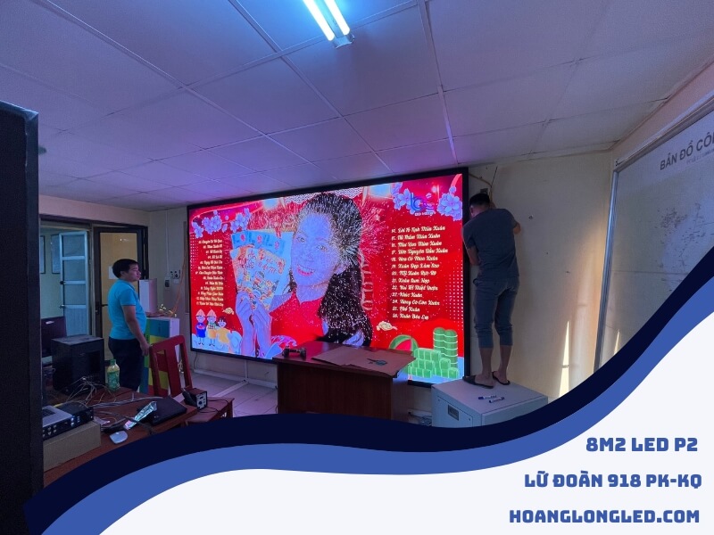Hoàng Long LED thiết kế, thi công lắp đặt 8m2 P2 trong nhà tại Lữ Đoàn 918 PK-KQ
