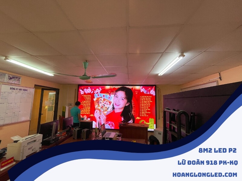 Hoàng Long LED thiết kế, thi công lắp đặt 8m2 P2 trong nhà tại Lữ Đoàn 918 PK-KQ