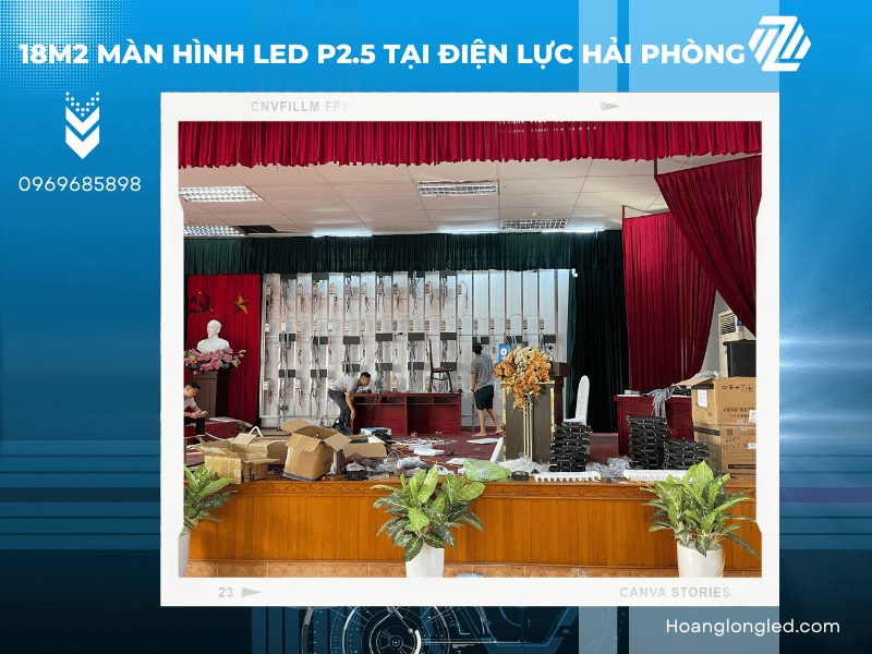 Hoàng Long LED thiết kế, thi công lắp đặt 18m2 màn hình LED P2.5 tại điện lực Hải Phòng Hoàng Long LED thiết kế, thi công lắp đặt 18m2 màn hình LED P2.5 tại điện lực Hải Phòng