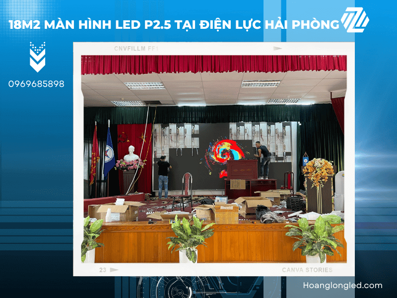 Hoàng Long LED thiết kế, thi công lắp đặt 18m2 màn hình LED P2.5 tại điện lực Hải Phòng Hoàng Long LED thiết kế, thi công lắp đặt 18m2 màn hình LED P2.5 tại điện lực Hải Phòng
