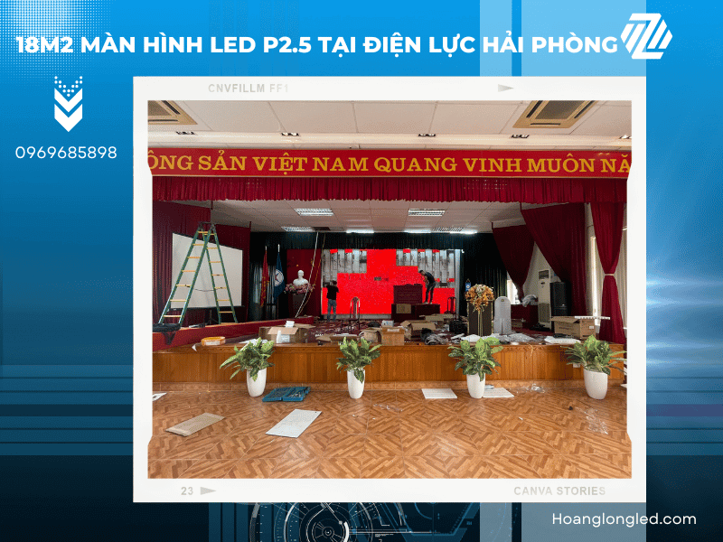 Hoàng Long LED thiết kế, thi công lắp đặt 18m2 màn hình LED P2.5 tại điện lực Hải Phòng Hoàng Long LED thiết kế, thi công lắp đặt 18m2 màn hình LED P2.5 tại điện lực Hải Phòng
