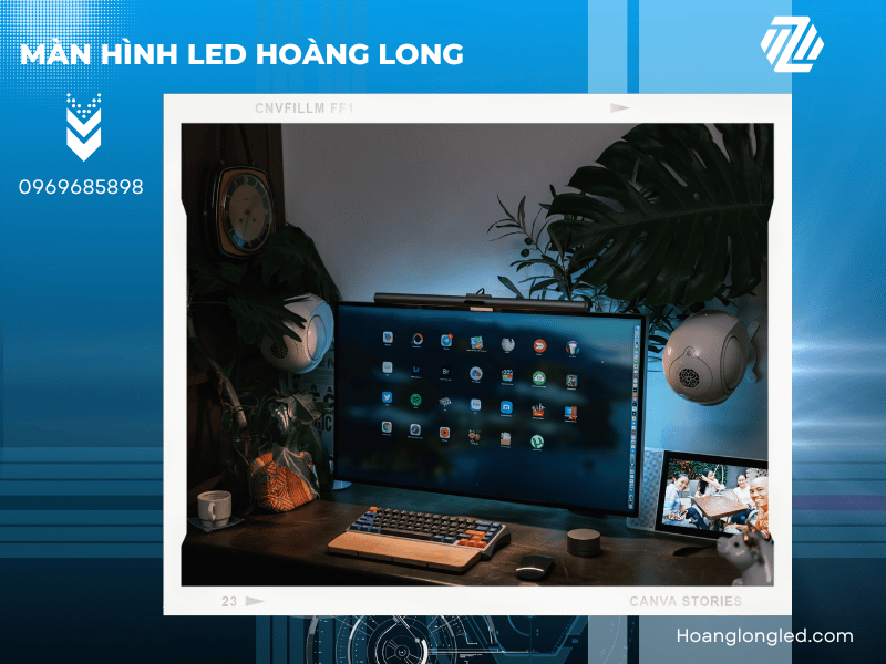 Hoàng Long LED - Gắn đèn chiếu sáng trước và sau màn hình vi tính