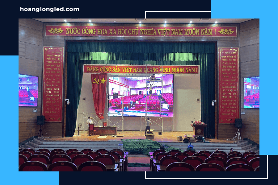 Hoàng Long LED thiết kế, thi công lắp đặt 32m2 màn hình LED P2.5 tại trung tâm văn hóa Lạng Giang, Bắc Giang