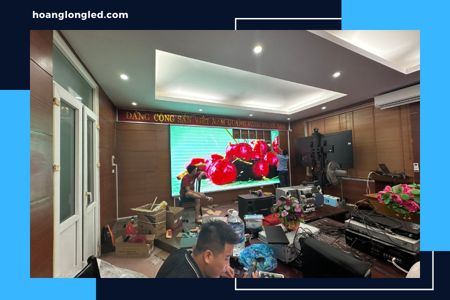 Hoàng Long LED thiết kế, thi công hệ thống màn hình tại Agrbank Vĩnh Phúc 
