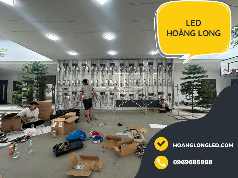 LED Hoàng Long thi công 30m2 P5 ngoài trời trường tại trường tiểu học Time School Khai Sơn, Long Biên, Hà Nội