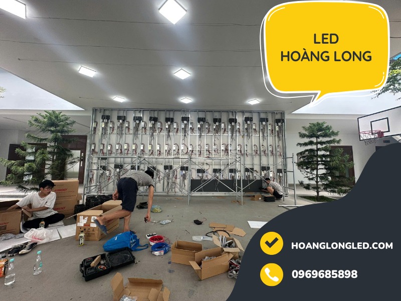 LED Hoàng Long thi công 30m2 P5 ngoài trời trường tại trường tiểu học Time School Khai Sơn, Long Biên, Hà Nội