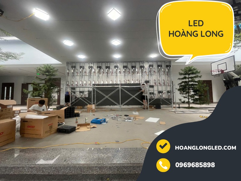 LED Hoàng Long thi công 30m2 P5 ngoài trời trường tại trường tiểu học Time School Khai Sơn, Long Biên, Hà Nội