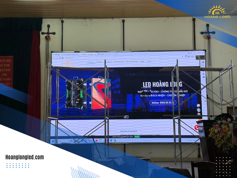 Hoàng Long LED thi công mạn hình P5 ngoài trời, P2 trong nhà trường Lâm tiên đông anh