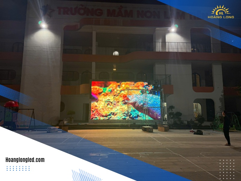 Hoàng Long LED thi công mạn hình P5 ngoài trời, P2 trong nhà trường Lâm tiên đông anh
