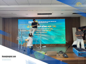 Thi công màn hình LED P2, hệ thống họp trực tuyến và âm thanh âm trần tại Trung tâm Định giá tài sản BIDV – 545 Nguyễn Văn Cừ