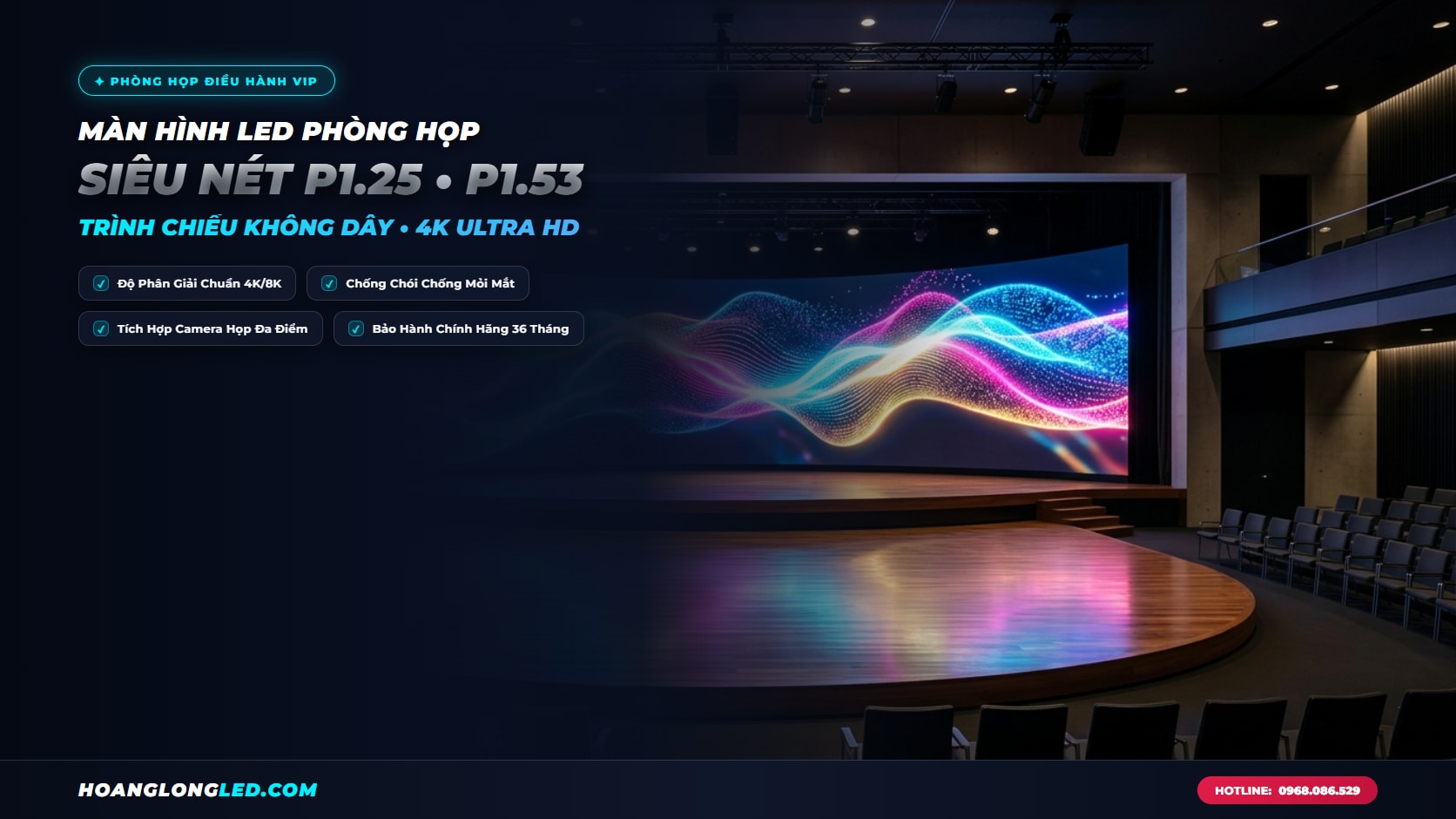banner man hinh led phong hop truc tuyen p125 p153 bao gia