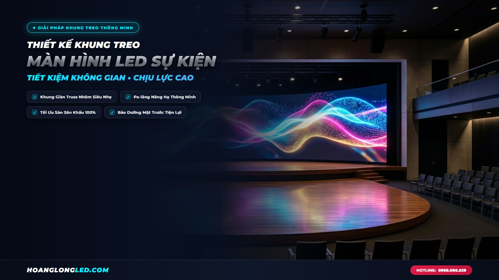 banner thiet ke khung treo man hinh led trung tam tiec cuoi