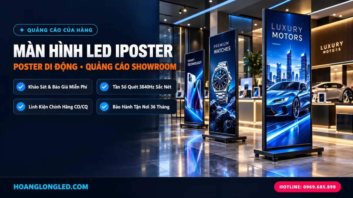 man hinh led iposter quang cao thong minh showroom hoanglongled