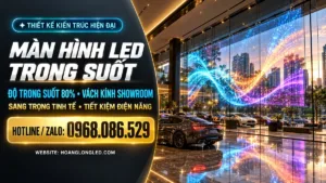 man hinh led trong suot vach kinh showroom