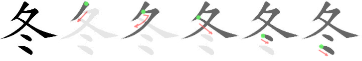 Giải nghĩa, hướng dẫn viết các nét - 冬