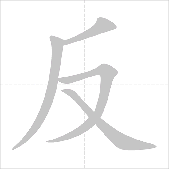 Giải nghĩa, hướng dẫn viết các nét - 反 Giải nghĩa, hướng dẫn viết các nét - 反