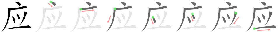 Giải nghĩa, hướng dẫn viết các nét - 应 Giải nghĩa, hướng dẫn viết các nét - 应
