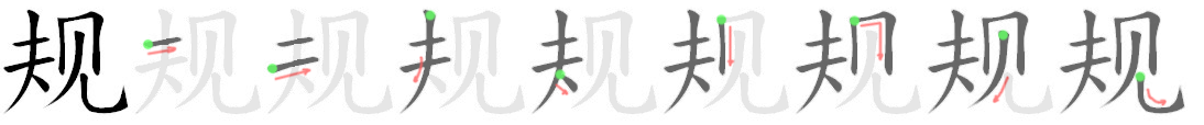 Giải nghĩa, hướng dẫn viết các nét - 规 Giải nghĩa, hướng dẫn viết các nét - 规