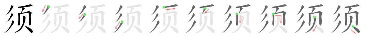 Giải nghĩa, hướng dẫn viết các nét - 须 Giải nghĩa, hướng dẫn viết các nét - 须