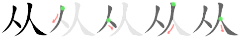 Giải nghĩa, hướng dẫn viết các nét - 从