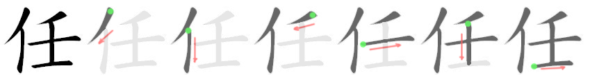 Giải nghĩa, hướng dẫn viết các nét - 任 Giải nghĩa, hướng dẫn viết các nét - 任