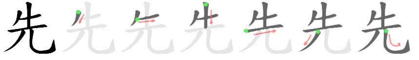 Giải nghĩa, hướng dẫn viết các nét - 先