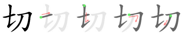 Giải nghĩa, hướng dẫn viết các nét - 切