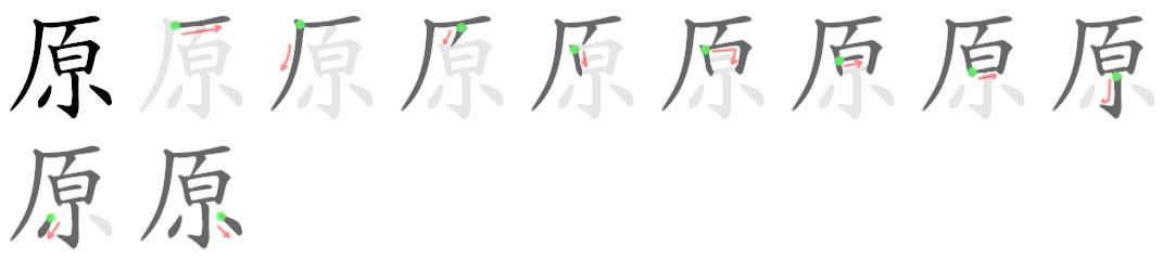 Giải nghĩa, hướng dẫn viết các nét - 原