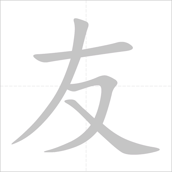 Giải nghĩa, hướng dẫn viết các nét - 友 Giải nghĩa, hướng dẫn viết các nét - 友