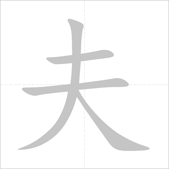 Giải nghĩa, hướng dẫn viết các nét - 夫