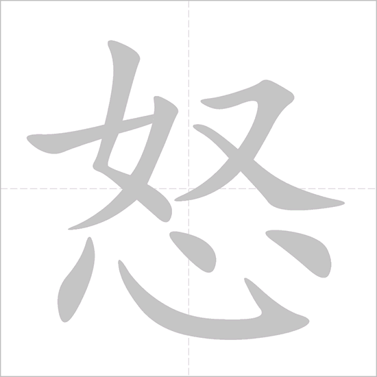 Giải nghĩa, hướng dẫn viết các nét - 怒